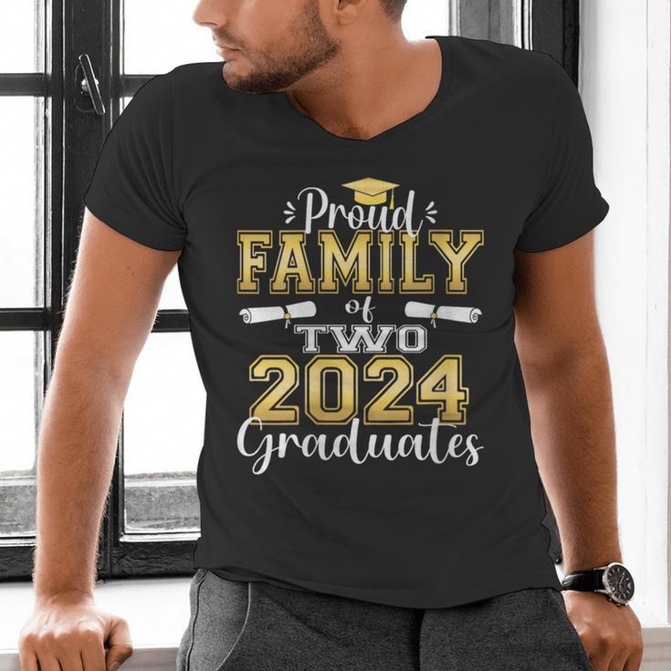 Proud Family Of Two 2024 Graduate Class 2024 Graduation Men's V-Neck T-Shirt