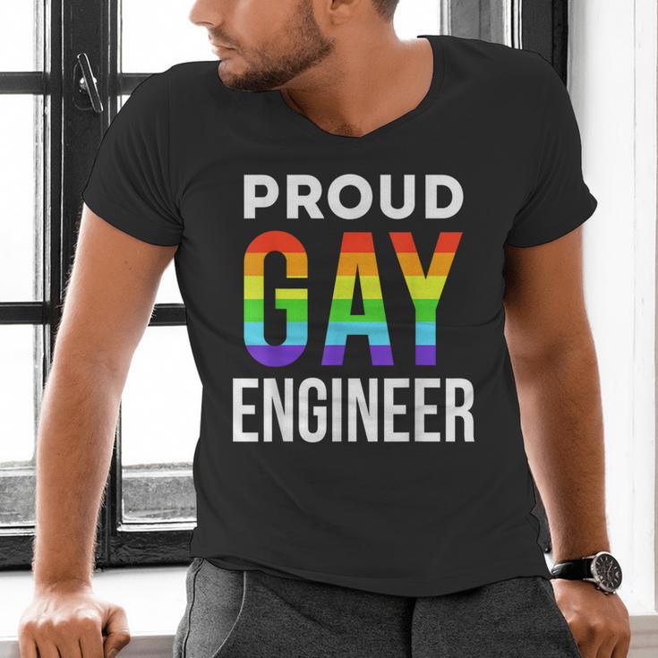 Proud Gay Engineer LGBTQ Rainbow Engineering Graduation Men's V-Neck T-Shirt