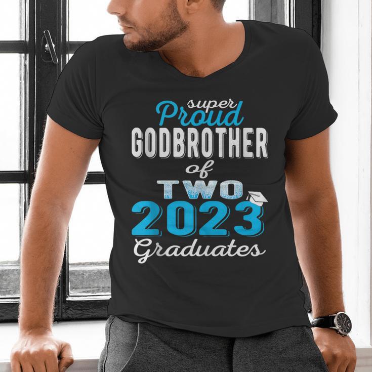 Proud Godbrother Of Two 2023 Graduate Class 2023 Graduation Men's V-Neck T-Shirt