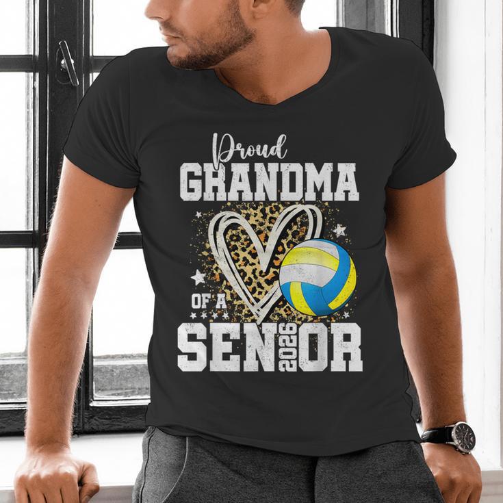 Proud Grandma Of A 2026 Senior Volleyball Graduation Leopard Men's V-Neck T-Shirt