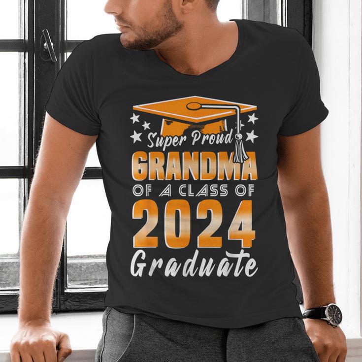 Proud Grandma Of A Class Of 2024 Matching Family Graduation Men's V-Neck T-Shirt