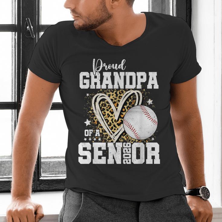 Proud Grandpa Of A 2026 Senior Baseball Graduation Leopard Men's V-Neck T-Shirt Proud Grandpa Of A 2026 Senior Baseball Graduation Leopard Men's V-Neck T-Shirt