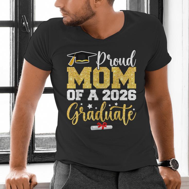 Proud Mom Of A Class Of 2026 Graduate Senior Gold Graduation Men's V-Neck T-Shirt