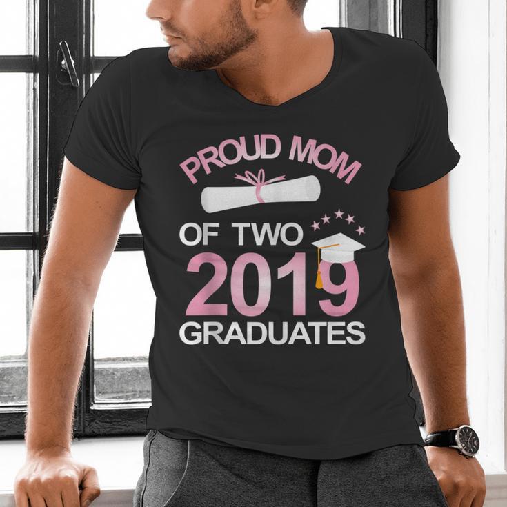 Proud Mom Of Two 2019 Graduates Twin Mama Mother Graduation Men's V-Neck T-Shirt