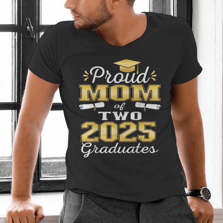 Proud Mom Of Two 2025 Graduates Graduation Family Men's V-Neck T-Shirt