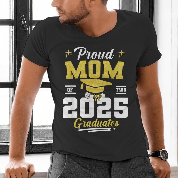 Proud Mom Of Two Class Of 2025 Graduates Twins Graduation Men's V-Neck T-Shirt
