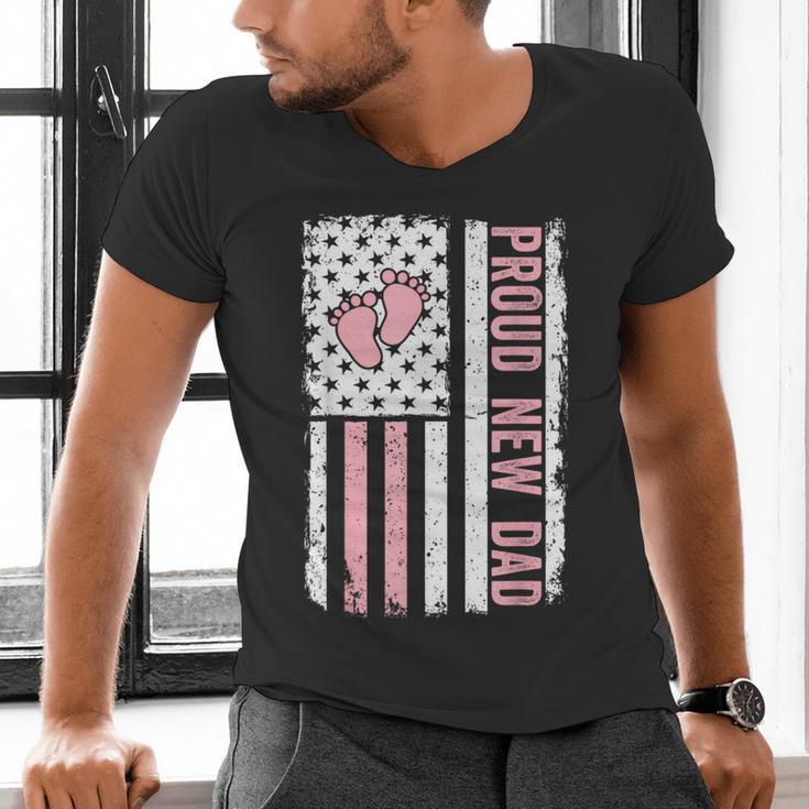 Proud New Dad New Girl Baby Fathers Day First Time Dad Men's V-Neck T-Shirt