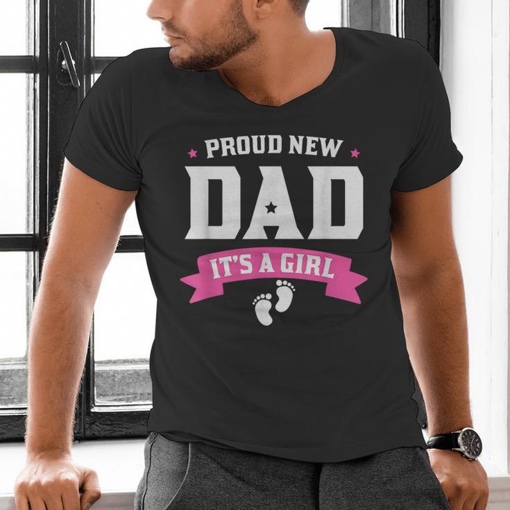 Proud New Dad Its A Girl Baby Gender Announcement Men's V-Neck T-Shirt