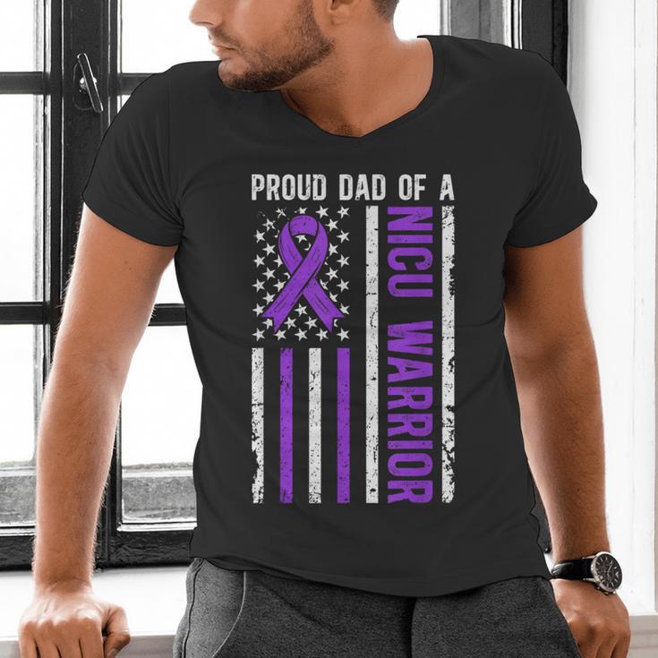 Proud NICU Dad Of NICU Warrior Micro Preemie Baby Father Men's V-Neck T-Shirt