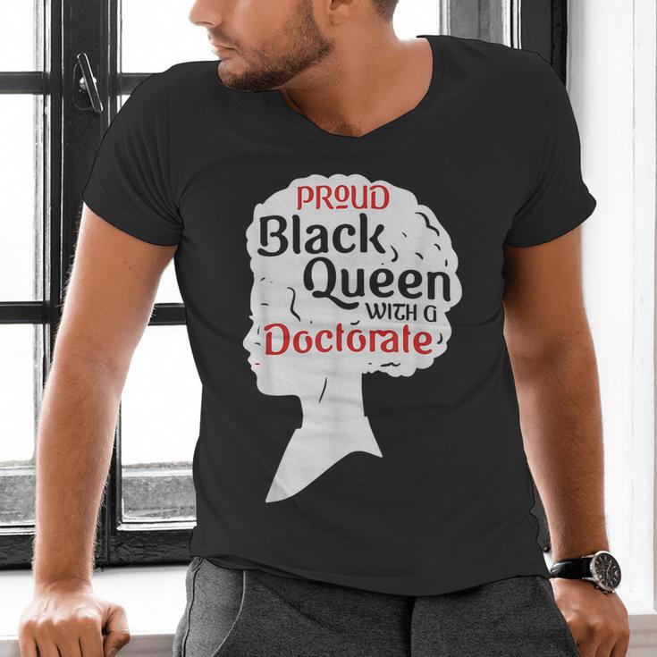 Proud Queen Shirt PhD Graduation Afro Doctorate Men's V-Neck T-Shirt