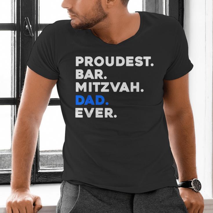 PROUDEST BAR MITZVAH DAD EVER Jewish BOY Celebration Men's V-Neck T-Shirt PROUDEST BAR MITZVAH DAD EVER Jewish BOY Celebration Men's V-Neck T-Shirt
