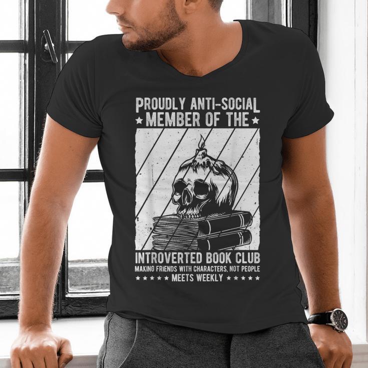 PROUDLY ANTI-SOCIAL MEMBER OF THE Introverted Book Club Men's V-Neck T-Shirt