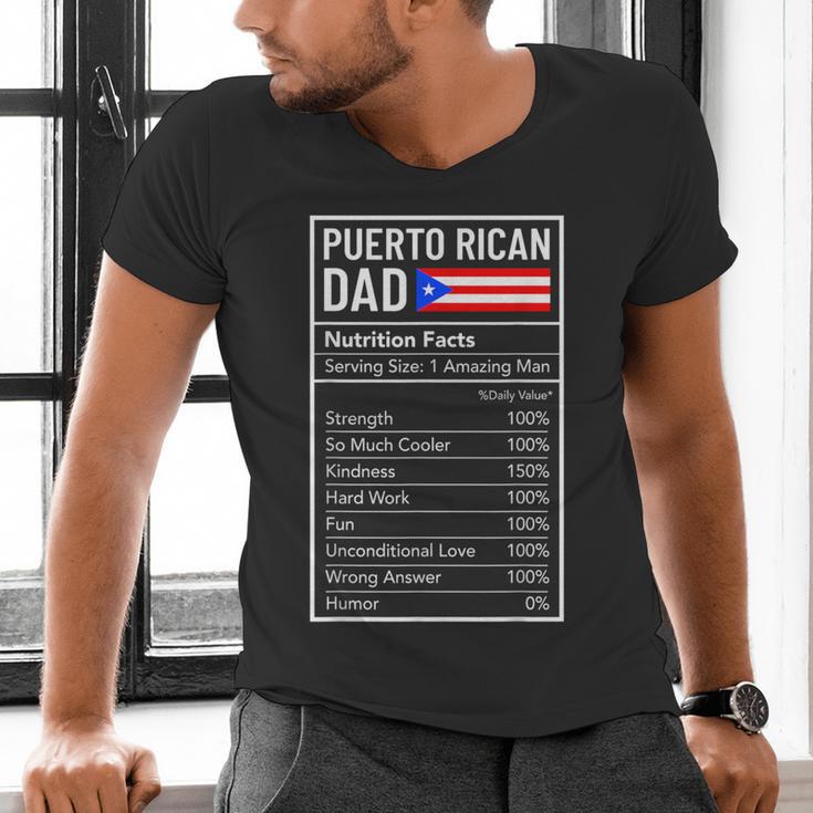 Puerto Rican Dad Nutrition Facts Pride Father's Day Men's V-Neck T-Shirt