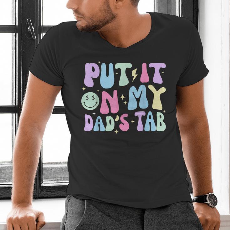 Put It On My Dads Tab Fathers Day Groovy Kids Son Daughter Men's V-Neck T-Shirt