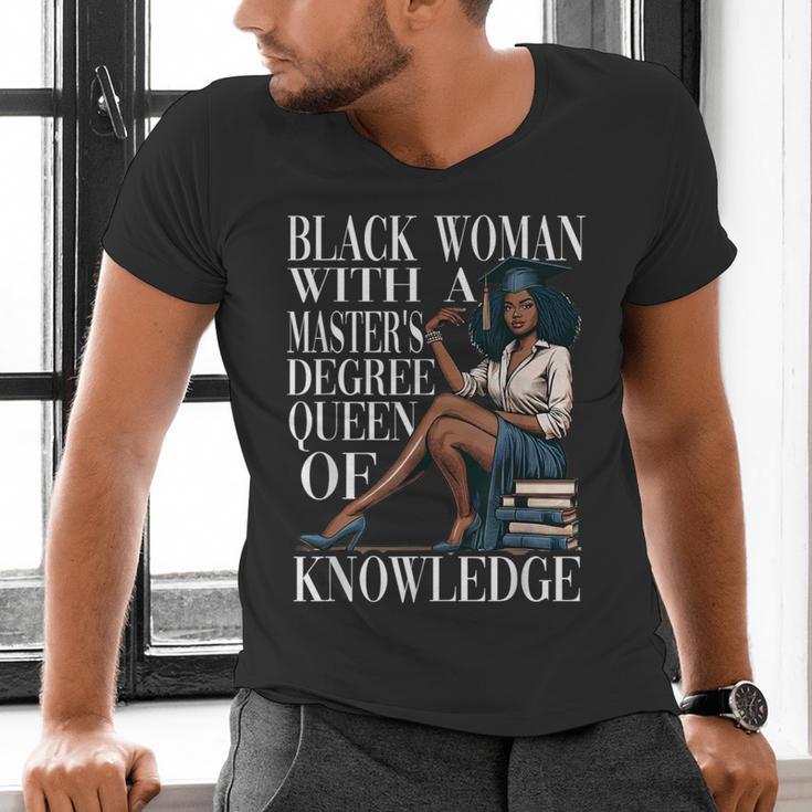 Queen Masters Degree Graduation Educated Melanin Grad Men's V-Neck T-Shirt