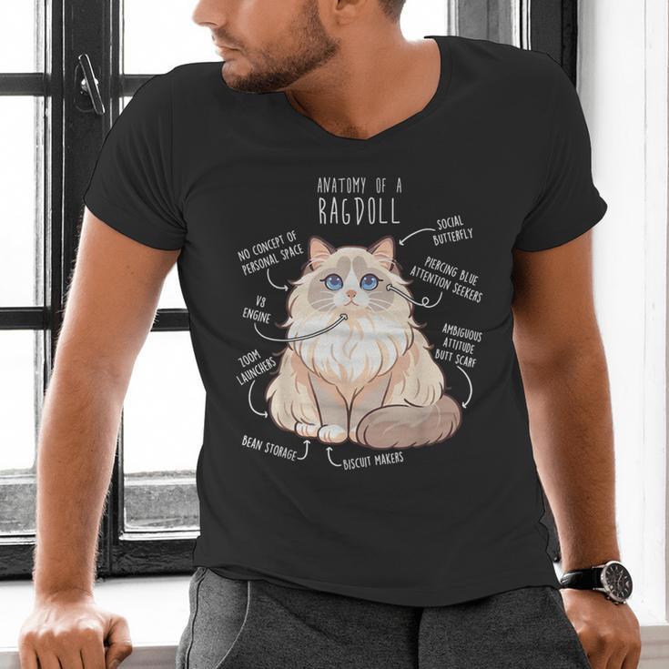 Ragdoll Cat Anatomy Cute Pet Mom Dad Cream Bicolor Men's V-Neck T-Shirt