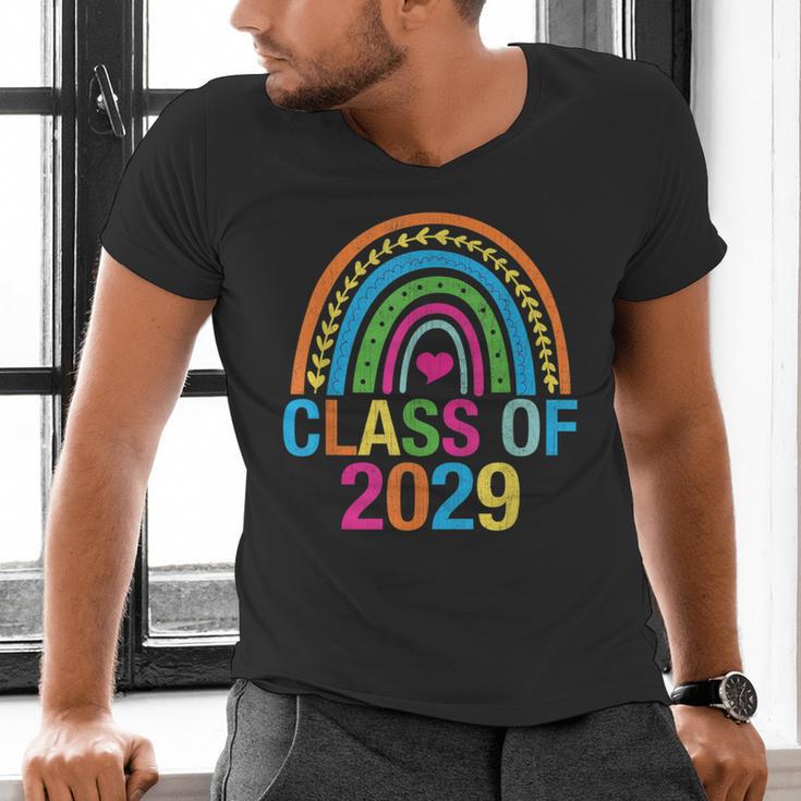 Rainbow Senior 2029 Shirt Class Of 2029 Cute Graduation Men's V-Neck T-Shirt