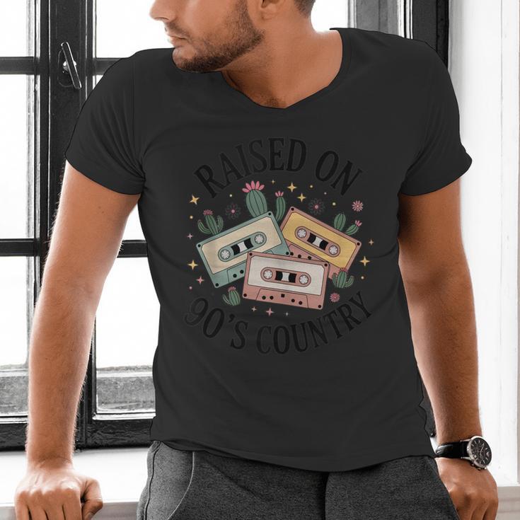 Raised On 90's Country Music Lover Nostalgia Retro Vibe Men's V-Neck T-Shirt