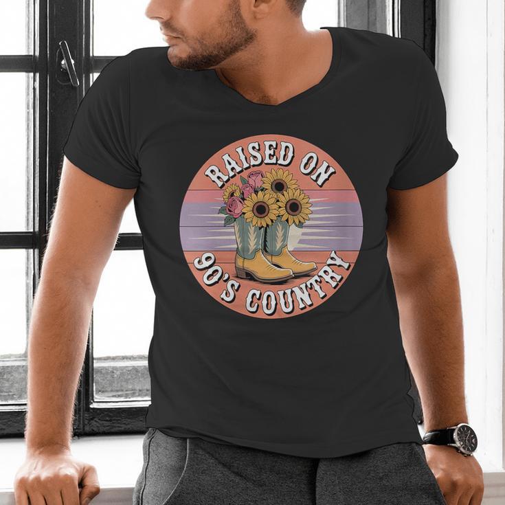 Raised On 90’s Country Women Retro Western Music Nostalgia Men's V-Neck T-Shirt Raised On 90’s Country Women Retro Western Music Nostalgia Men's V-Neck T-Shirt