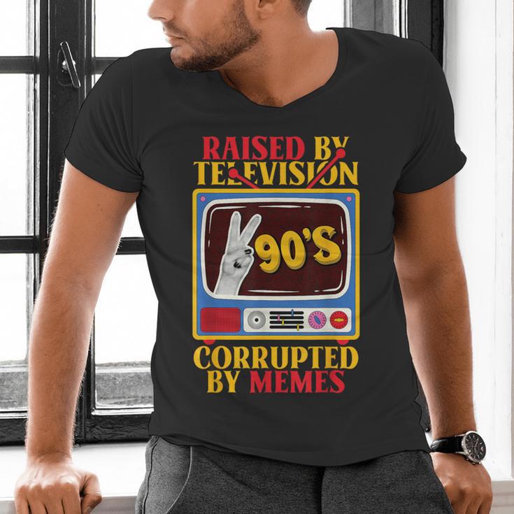 Raised By Television Corrupted By Memes Internet Nostalgia Men's V-Neck T-Shirt