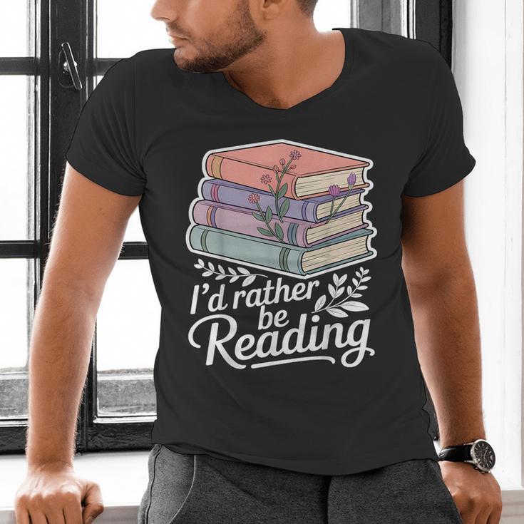 Rather Be Reading Book Lover Stack Men's V-Neck T-Shirt