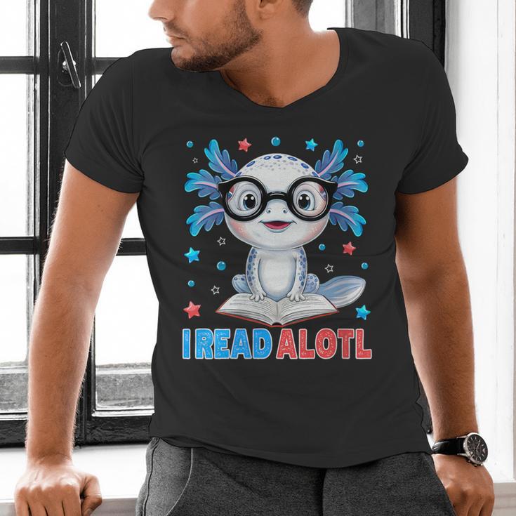 I Read Alotl Cute Axolotl Reading Book Lover Men's V-Neck T-Shirt I Read Alotl Cute Axolotl Reading Book Lover Men's V-Neck T-Shirt
