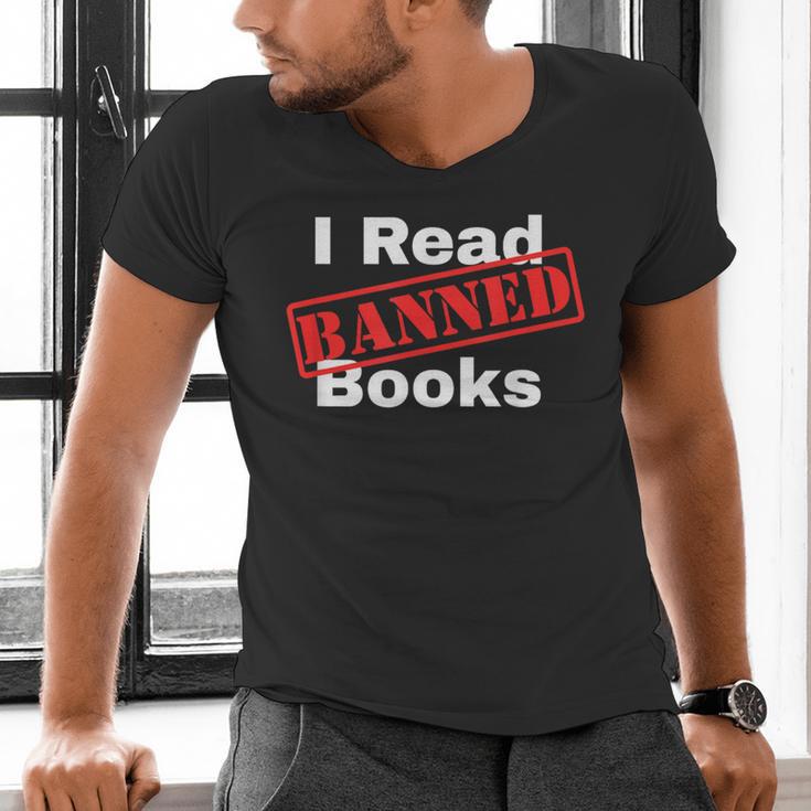 I Read Banned Books Censored Red Stamp Reading Librarian Men's V-Neck T-Shirt I Read Banned Books Censored Red Stamp Reading Librarian Men's V-Neck T-Shirt