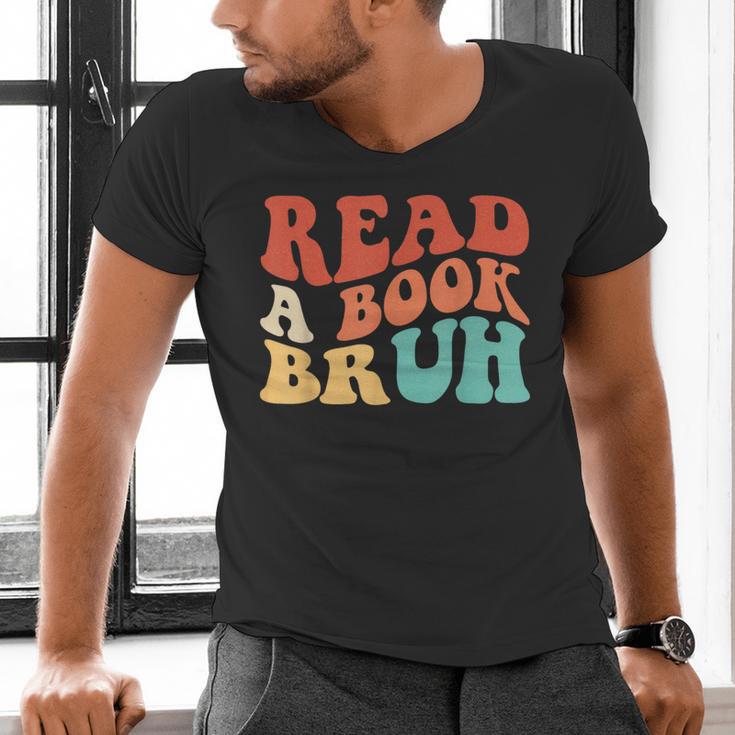 Read A Book Bruh Read Reading Librarian Boys Teen Kids Men's V-Neck T-Shirt