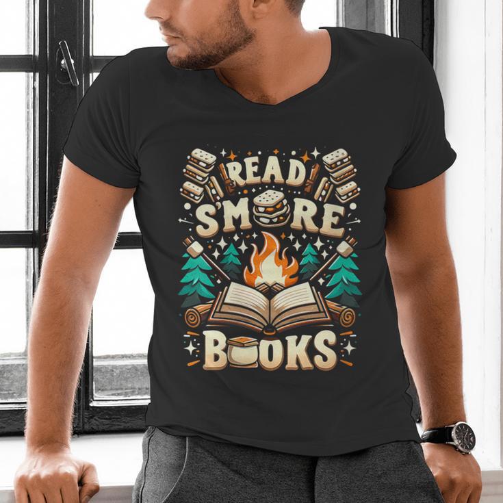Read More Books Camping Outdoors Travel Campfire Smores Men's V-Neck T-Shirt