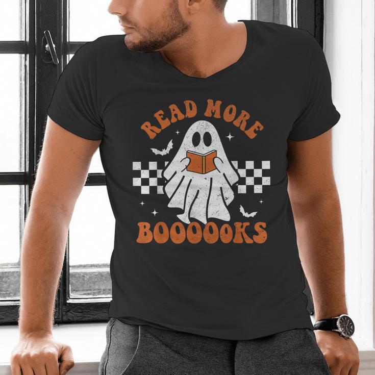 Read More Books Cute Ghost Reading Book Teacher Halloween Men's V-Neck T-Shirt