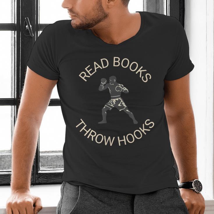 Read Books Throw Hooks Boxing Literacy Shirt Men's V-Neck T-Shirt Read Books Throw Hooks Boxing Literacy Shirt Men's V-Neck T-Shirt