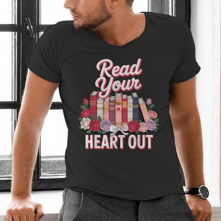 Read Your Heart Out Book Lover Reading Enthusiasts Floral Men's V-Neck T-Shirt Read Your Heart Out Book Lover Reading Enthusiasts Floral Men's V-Neck T-Shirt