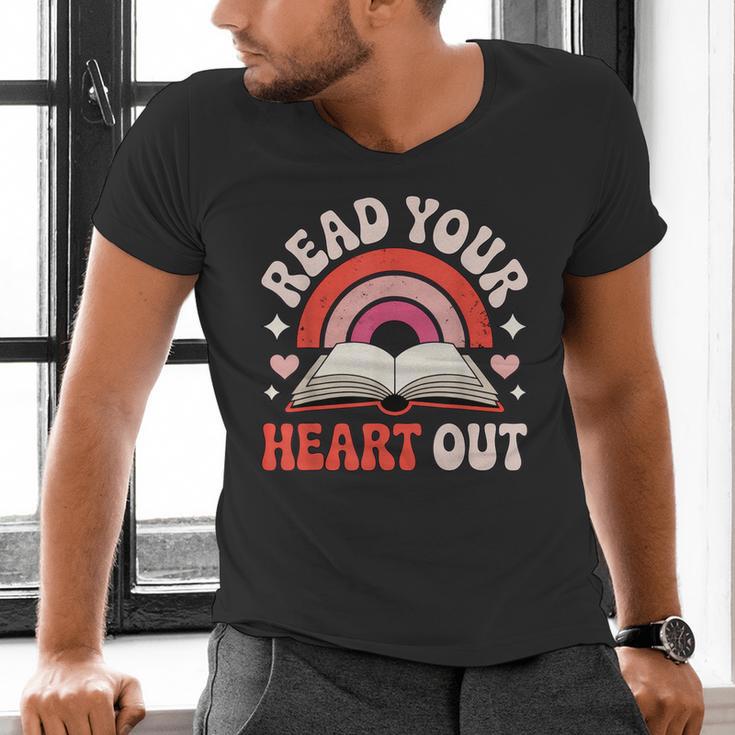 Read Your Heart Out Book Lovers Emotional Fall Vibes Men's V-Neck T-Shirt