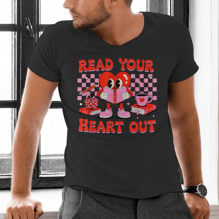 Read Your Heart Out Valentine Reading Book Kid Teacher Men's V-Neck T-Shirt