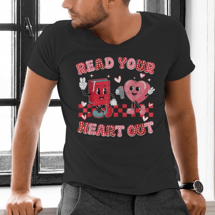 Read Your Heart Out Valentine Teacher Book Lover Men's V-Neck T-Shirt