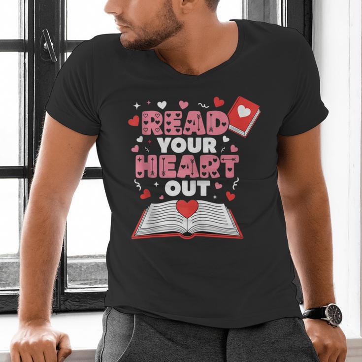Read Your Heart Out Valentines Day Reading Book Kids Teacher Men's V-Neck T-Shirt