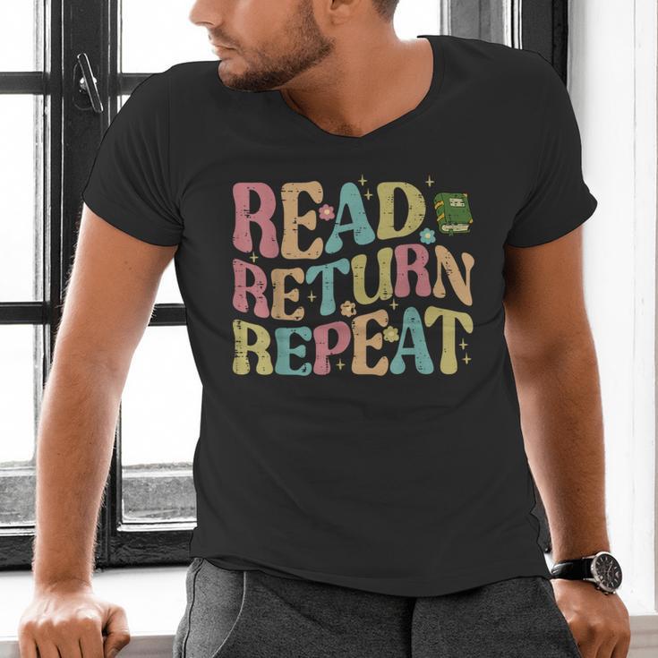 Read Return Repeat Read Reading Book Librarian Men Women Men's V-Neck T-Shirt