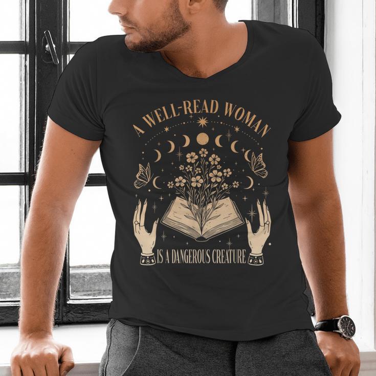A Well Read Woman Is A Dangerous Creature Reading Book Lover Men's V-Neck T-Shirt