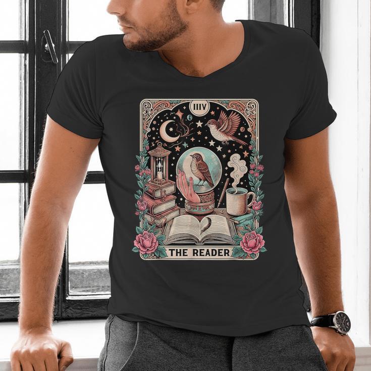 The Reader Tarot Card Shirt Bird Book Lover Bookworm Men's V-Neck T-Shirt The Reader Tarot Card Shirt Bird Book Lover Bookworm Men's V-Neck T-Shirt