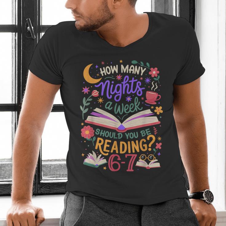 Reading 6 7 Meme Six Seven Cozy Book Lover Teacher Men's V-Neck T-Shirt