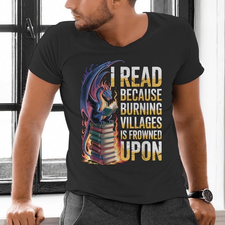 Reading Bookish Dragon Fantasy Men's V-Neck T-Shirt