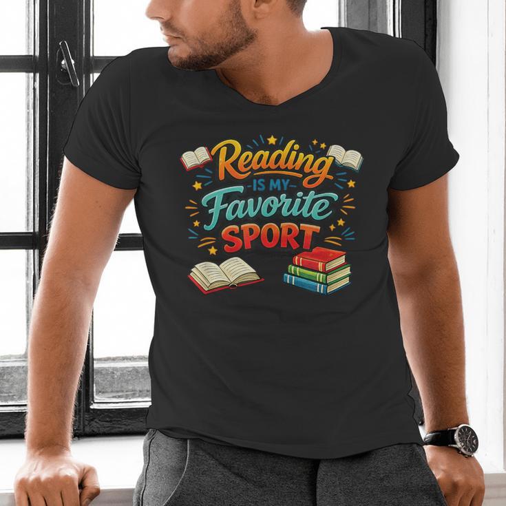 Reading Is My Favorite Sport Book Lover Men's V-Neck T-Shirt Reading Is My Favorite Sport Book Lover Men's V-Neck T-Shirt