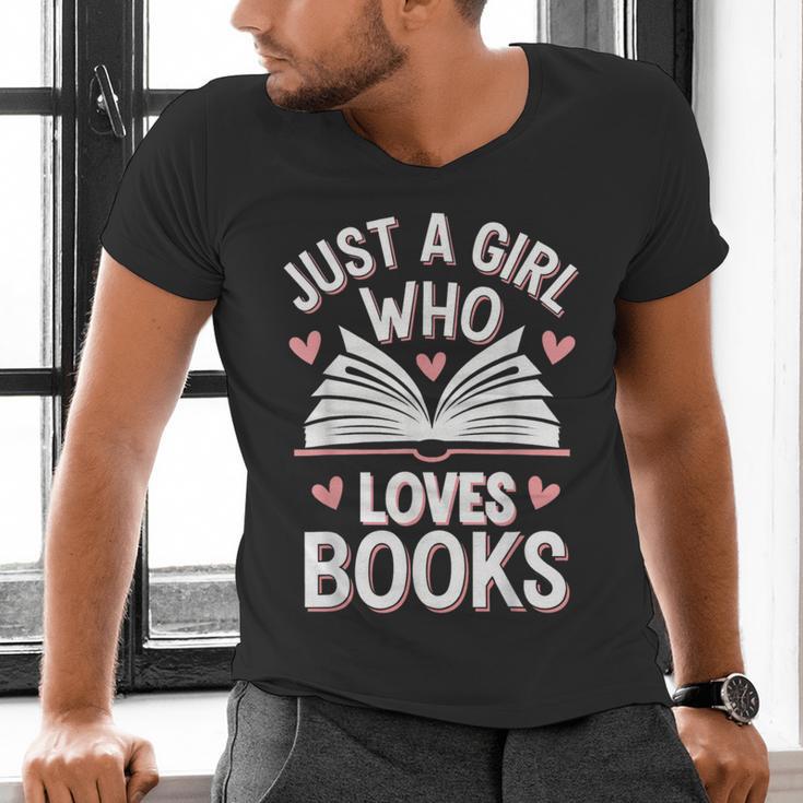 Reading Just A Girl Who Loves Books Men's V-Neck T-Shirt