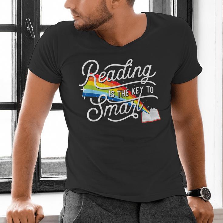Reading Is The Key To Smart Book Lover Bookworm Reader Men's V-Neck T-Shirt