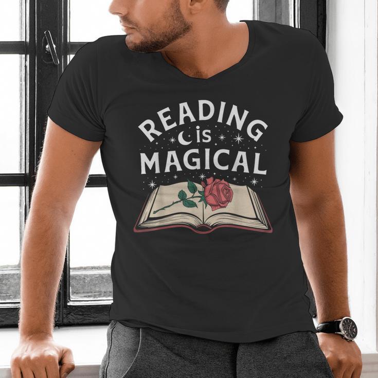 Reading Is Magical Book Lover Bookworm Librarian Library Day Men's V-Neck T-Shirt Reading Is Magical Book Lover Bookworm Librarian Library Day Men's V-Neck T-Shirt