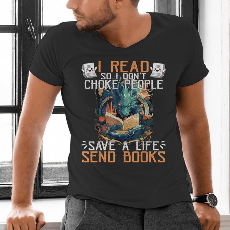 Reading Readers I Read Send Books Dragon Bookworm Tee Men's V-Neck T-Shirt