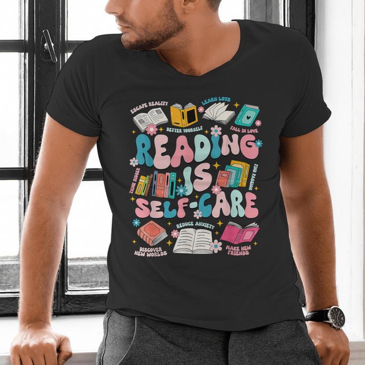 Reading Is Self-Care Book Lover Teacher Student Men Women Men's V-Neck T-Shirt Reading Is Self-Care Book Lover Teacher Student Men Women Men's V-Neck T-Shirt