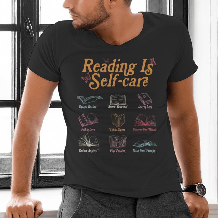 Reading Is Self Care Mental Health Read More Book Men's V-Neck T-Shirt