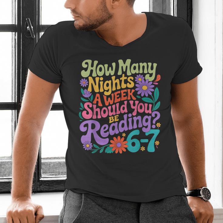 Reading Six Seven Meme Book Lover 67 Teacher 6 7 Men's V-Neck T-Shirt Reading Six Seven Meme Book Lover 67 Teacher 6 7 Men's V-Neck T-Shirt