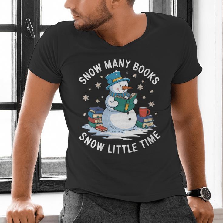 Reading Snowman So Many Books Christmas Books Readers Men's V-Neck T-Shirt